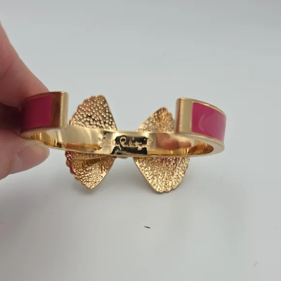 Lily Pulitzer Gold Bow Cuff Bracelet with Pink Enamel - Picture 5 of 5